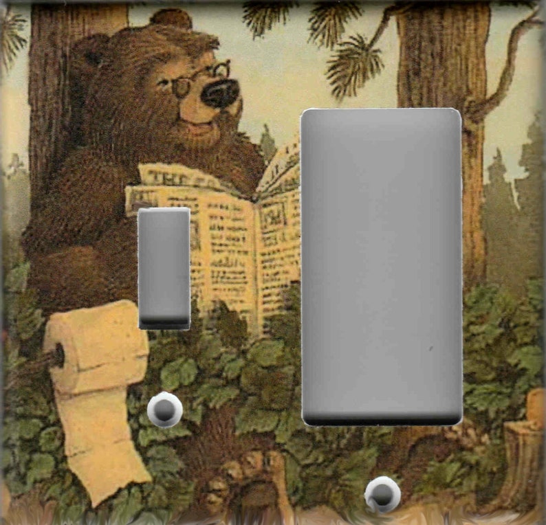 BATHROOM BEAR IN THE WOODS HOME DECOR LIGHT SWITCH PLATES AND OUTLETS 