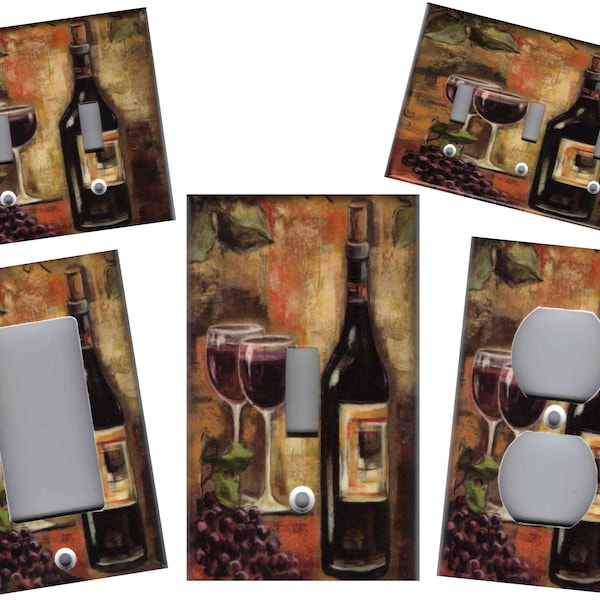 TUSCAN WINE BOTTLE and Glasses Tuscan Home Decor Light Switch Plates and Outlets