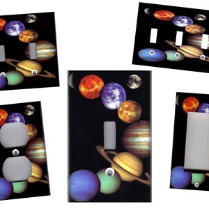 SOLAR PLANETS on BLACK Home Decor Light Switch Plates and Outlets Home Decor