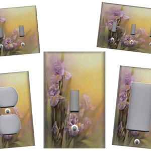 IRIS FLOWER MIST Light Switch Plates and Outlets Home Decor
