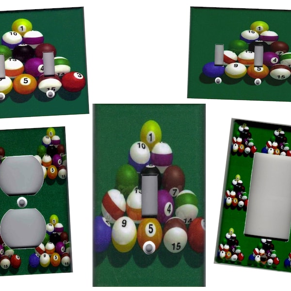 POOL BALLS BILLIARD Balls Game Room Light Switch Plates and Outlets Home Decor