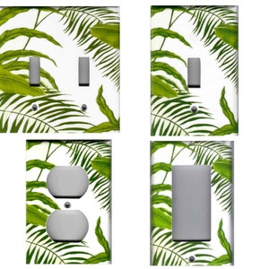 GREEN FERN LEAVES Home Wall Decor Light Switch Plates and Outlets