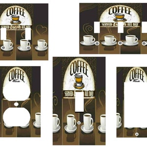 COFFEE CUPS BROWN Tones Home Wall Decor Light Switch Plates and Outlets