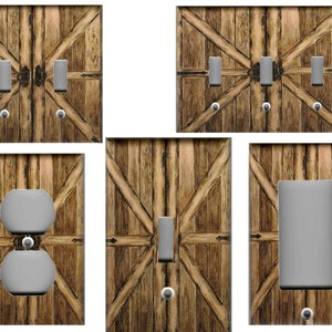 BROWN BARN DOORS Image Wall Decor Light Switch Plates and Outlets