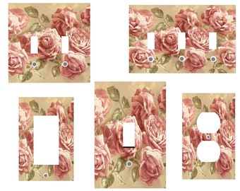 PINK ROSES Home Wall Decor Light Switch Plates and Outlets