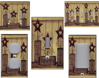 LIVE LOVE LAUGH Country Barn Star Light Switch Plates and Outlets Home Decor