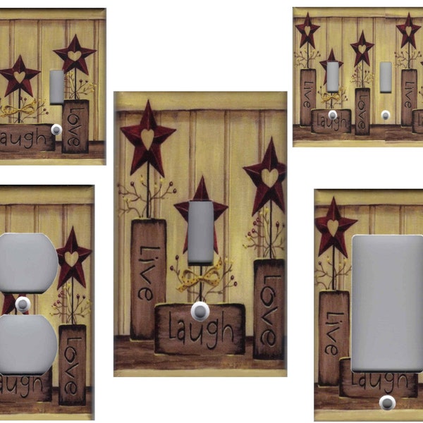 LIVE LOVE LAUGH Country Barn Star Light Switch Plates and Outlets Home Decor