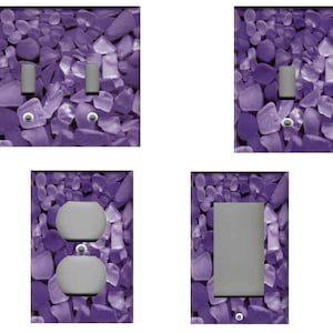 PURPLE LAVENDER BEACH Glass Image Home Wall Decor Light Switch Plates and Outlets