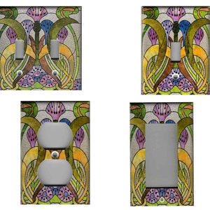 ART NOUVEAU STAINED Glass Abstract Home Wall Decor Light Switch Plates and Outlets