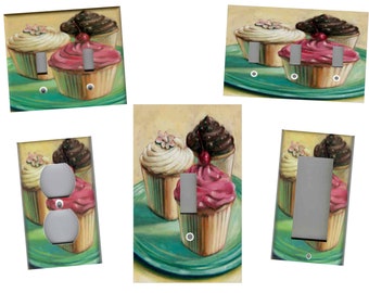 Metal Light Switch Plate Cover  Kitchen Decor Cupcakes Chocolate Cupcakes Decor 