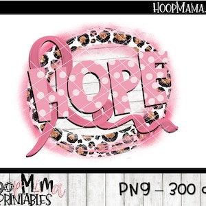 Hope - Awareness Ribbon Pink - Printable Sublimation Or Print & Cut Design- PNG 300 DPI - Instant Download