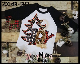 Alegría - árbol de Navidad Buffalo Plaid y marquesina letras sublimación transferencia o impresión & corte diseño- PNG 300 DPI- Descarga instantánea