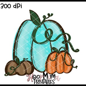 Pumpkin Trio Teal, Gold and Peach Pumpkin Printable Sublimation Print & Cut Design- PNG 300 DPI - Instant Download