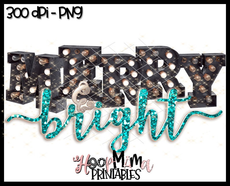 Download Merry And Bright BLUE Christmas Marquee Letters ...