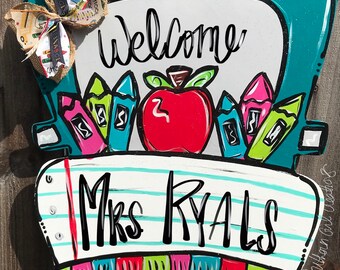 Back To School Welcome To My Class Wood Door Hanger Teacher