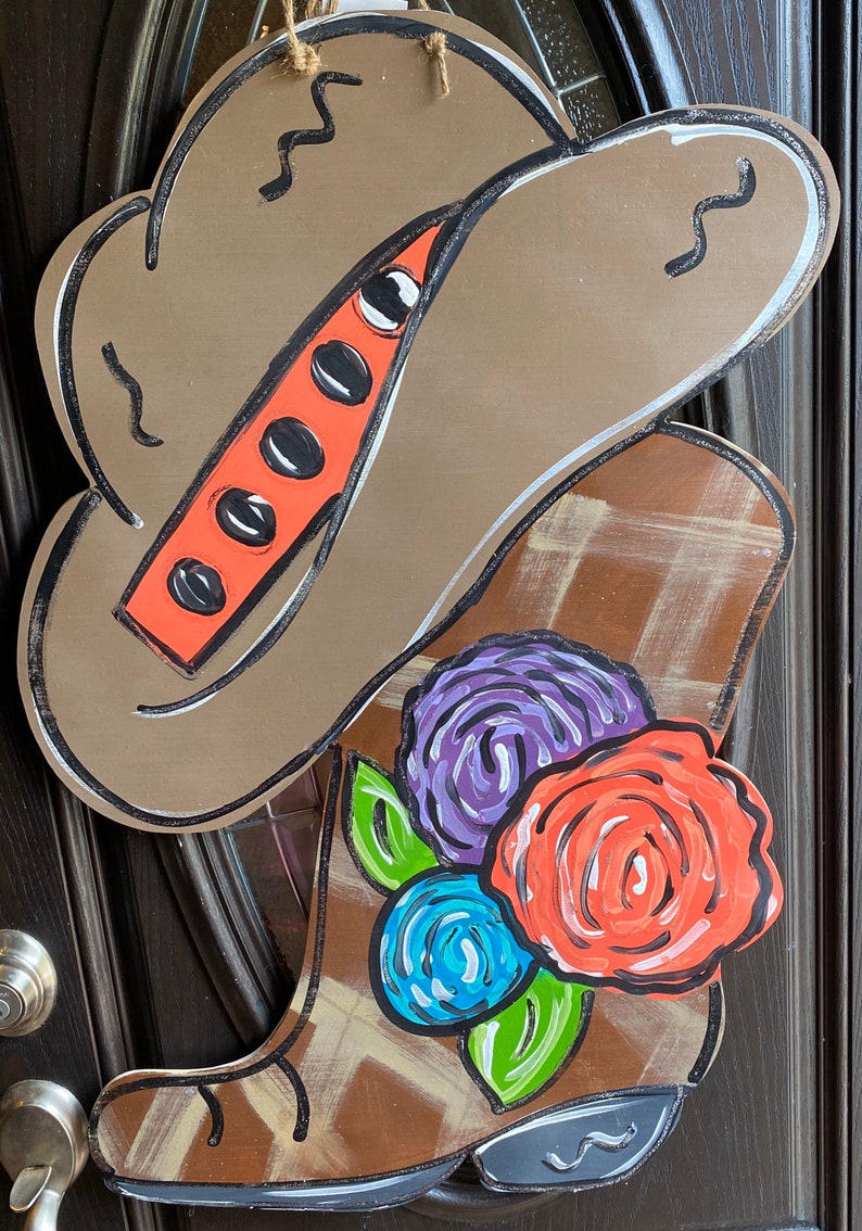 Cowboy door hanger cowboy boot door hanger cowboy hat door Etsy