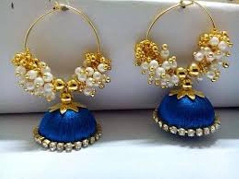 In Fashion Silk Thread Earring Stud Earring Jhumkas Lovely Etsy