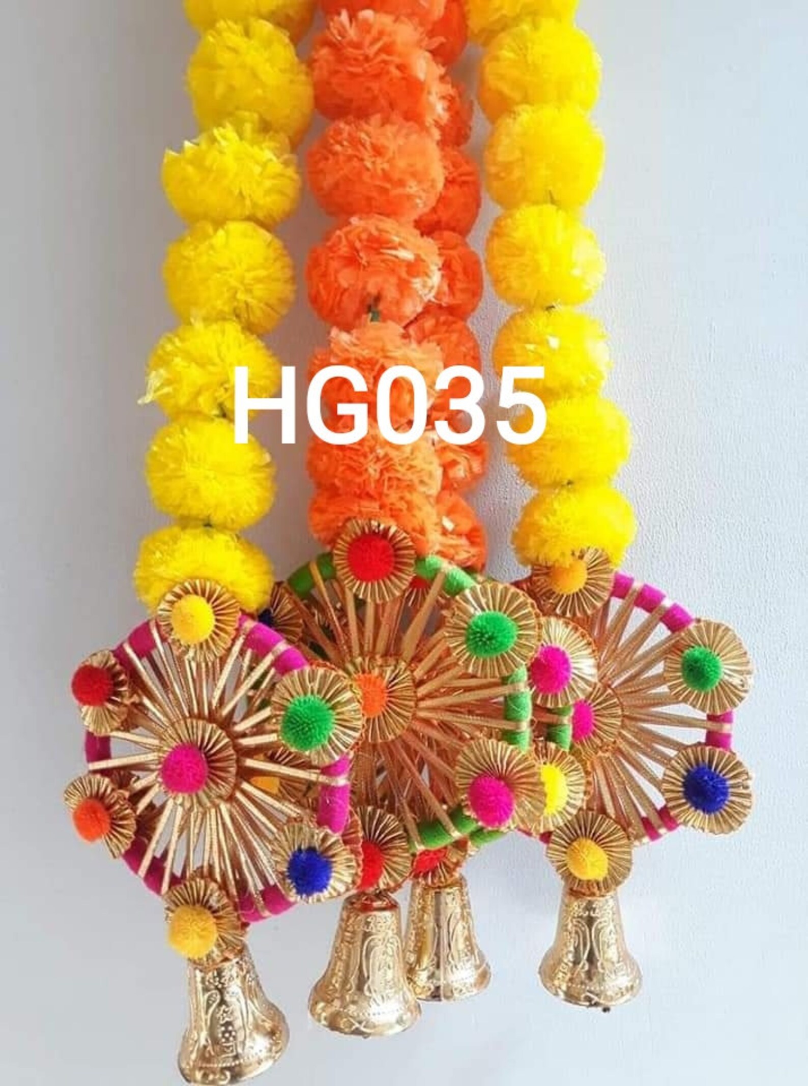 Multi Pom Pom Artificial Marigold Handmade Flower Garlands Etsy