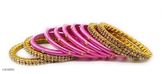 Silk thread bangles pink deals colour