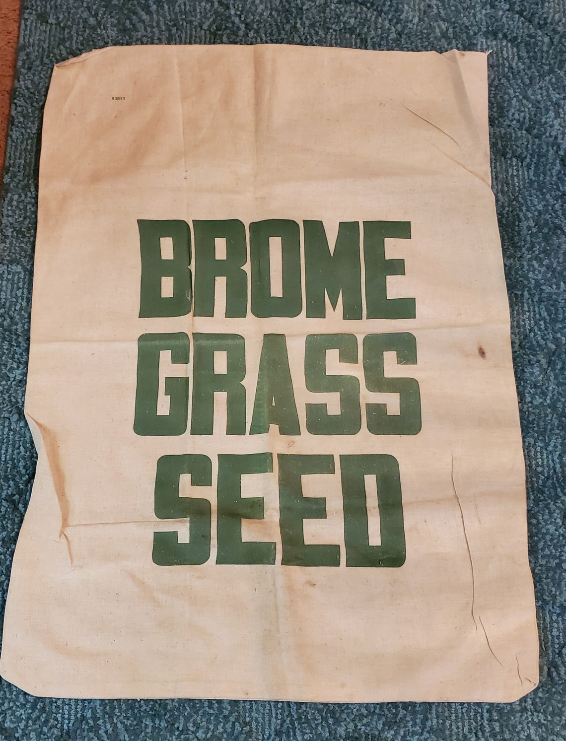 Vintage Brome Grass Seed Burlap Sack Green Lettering Etsy