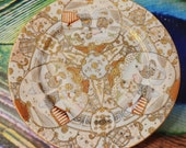 Antique Nippon Porcelain Hand Painted Gold Moriage Fully Beaded, Full Scene 8.5 inch Plate RARE JAPAN