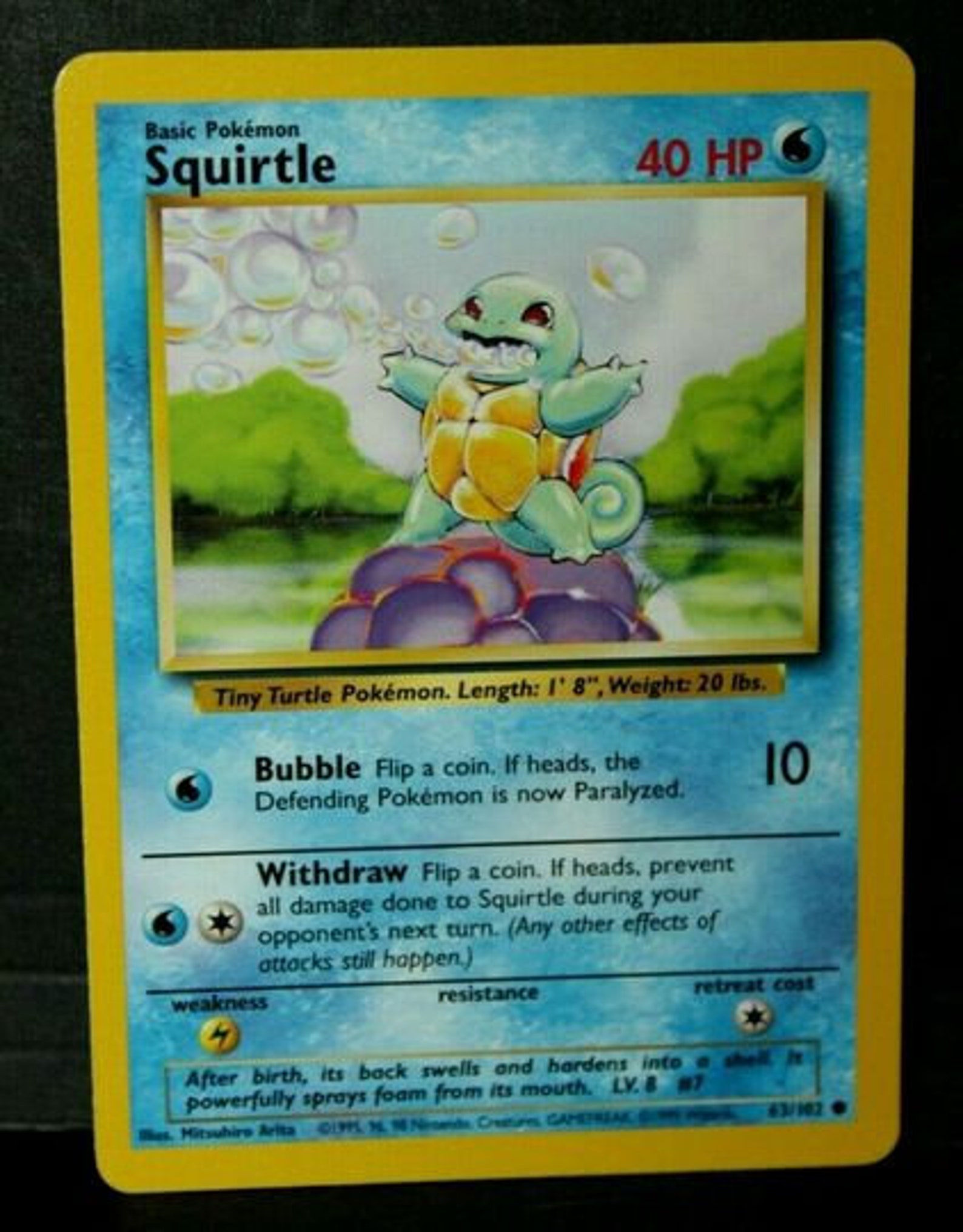 Vintage 1999 Squirtle 63/102 Pokemon Card in EXCELLENT Mint - Etsy