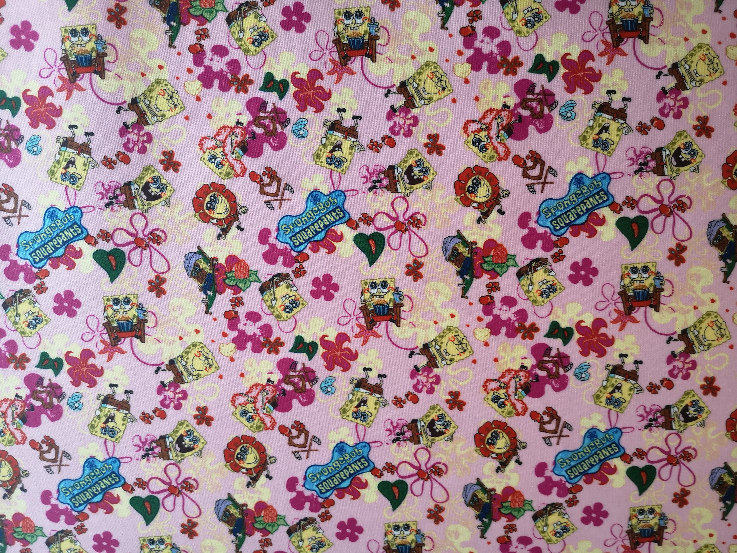 clothed cotton, pink with spongebob motif