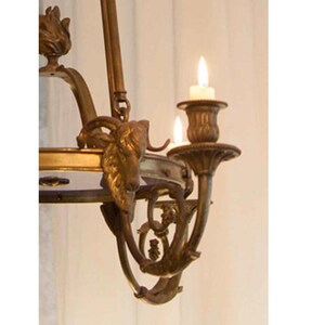 French Bronze Empire Style Chandelier Signed image 3