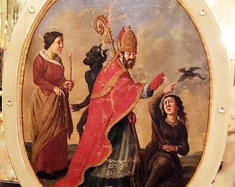Italian Artwork of Holy Ursmar from Old Church