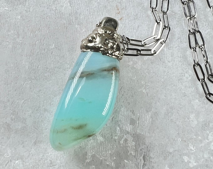 TURQUOISE ANDEAN OPAL, Pendant, Necklace stainless steel chain, Spiritual Healing, balances the energies of the body, mind, and spirit.