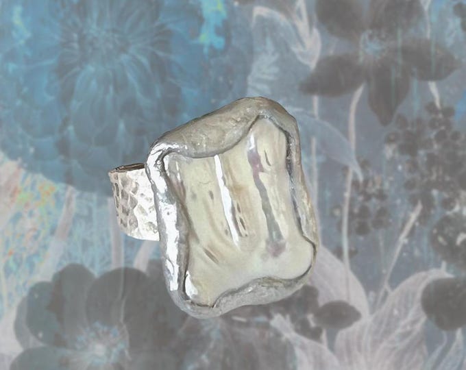 Large Baroque Pearl Ring - Bohemian Statement Ring, Unique Wearable Art, Feminine Energy & Elegant Size US 7 adjustable