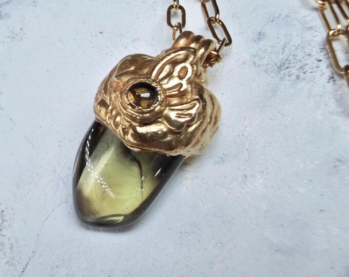 Natural Citrine Crystal with PEACE DOVE Pendant, Yoga Spiritual Jewelry, Citrine Amulet.  Symbol of Peace, Love, Purity, Hope.