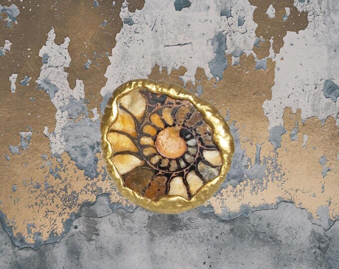Ammonite Ring, Big Fossil Bohemian Statement Ring, Alternative Jewelry, Wearable Art, Cycles & Eternity, Ancient Wisdom, US 6 adjustable