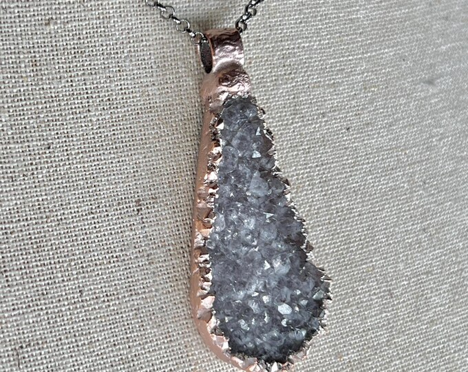 DRUSY QUARTZ, Pendant, Necklace, Spiritual Healing Crystal, Mother Earth Jewelry, Keepsake, Amulet, Talisman, Spiritual