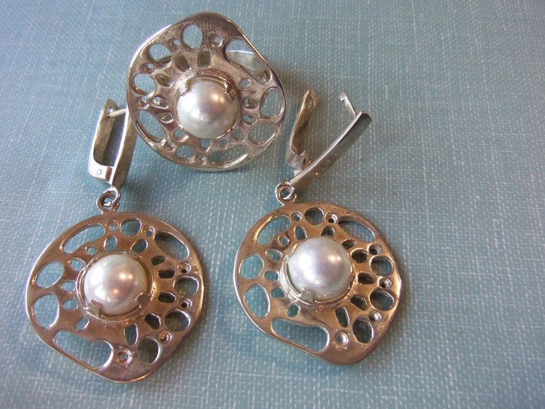 pearl and silver earrings armenian gift handcrafted 925 pearl pearl jewelry wedding jewelry armenian jewelry 925 sterling silver