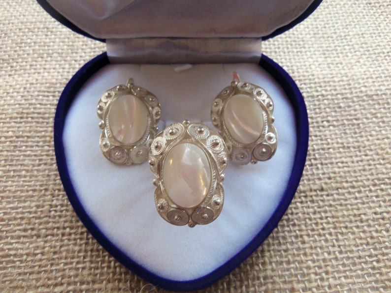 WHITE SADAF GEMSTONE sterling silver jewelry armenian white gemstone earrings tudor jewelry vintage earrings armenian gifts armenian jewelry