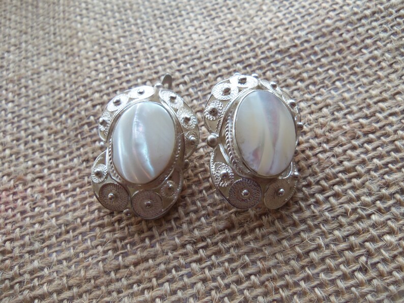 WHITE SADAF GEMSTONE sterling silver jewelry armenian white gemstone earrings tudor jewelry vintage earrings armenian gifts armenian jewelry