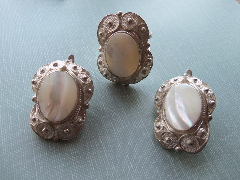 WHITE SADAF GEMSTONE sterling silver jewelry armenian white gemstone earrings tudor jewelry vintage earrings armenian gifts armenian jewelry