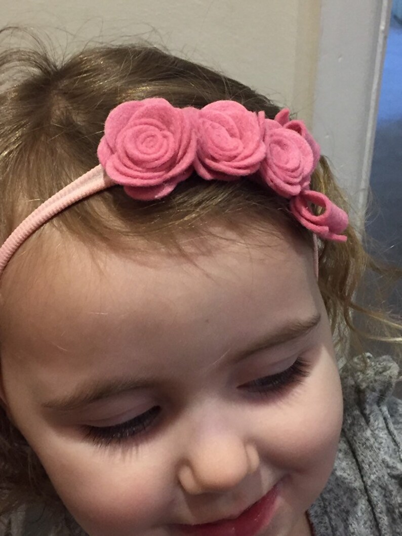 girls headband pink baby headband Pink headband pink flowercrown flower headband