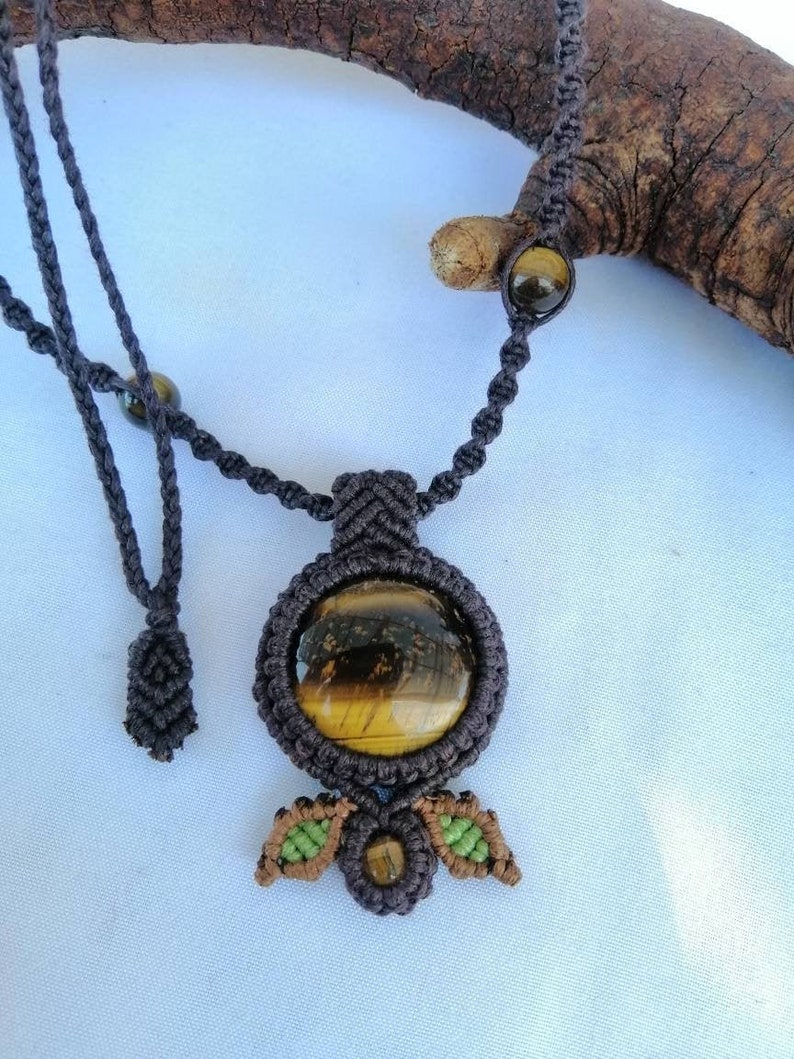 Tigers eye leaf necklace
