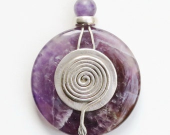 Anhänger 'Amethyst mit Silberspirale'