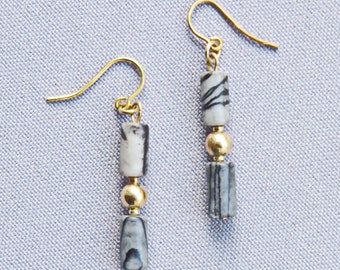 Earrings 'Picasso Jasper & Gold'