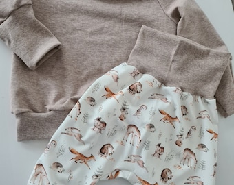 Babyset Pullover mit Hose Waldtiere Doppelgrössen