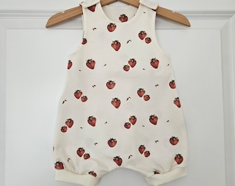 Sommerstrampler Sommerromper Einteiler Erdbeeren Baby Kinder Gr. 68