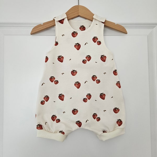 Sommerstrampler Sommerromper Einteiler Erdbeeren Baby Kinder