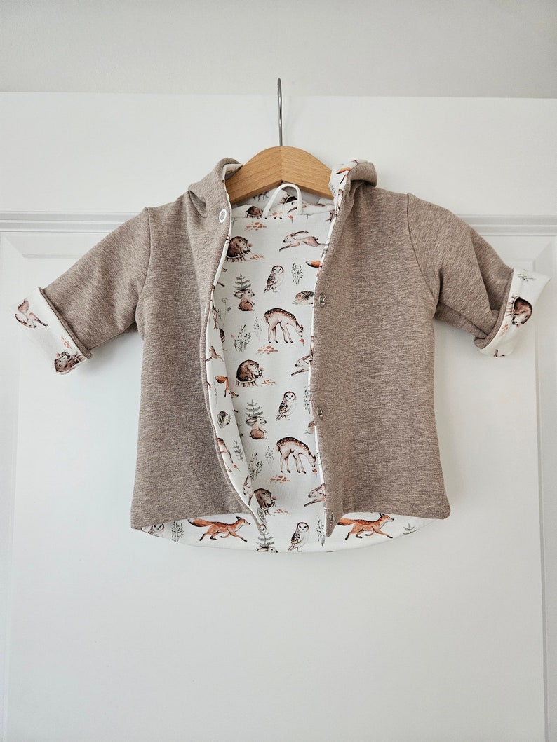 Zipfeljacke Babyjacke Übergangsjacke Neugeborenenjacke Geschenk zur Geburt Bild 3