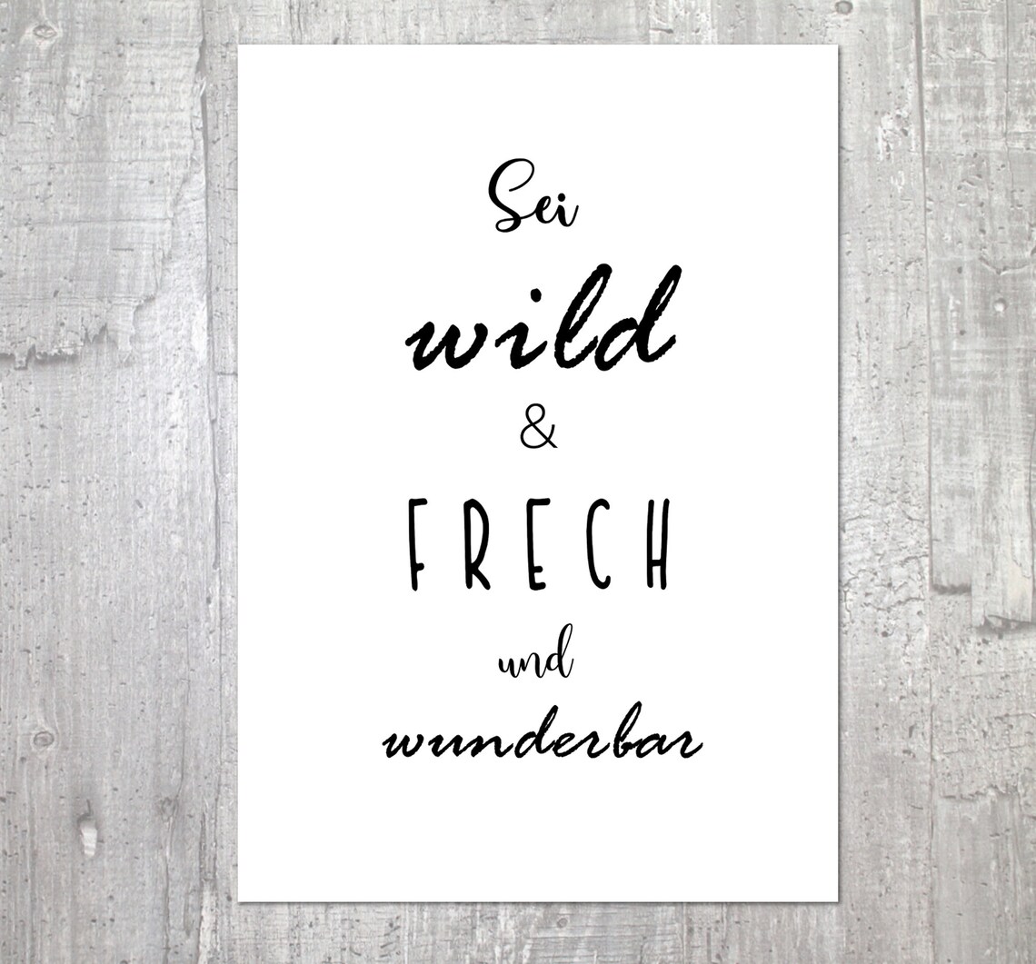 Karte Spruch sei frech und wild und wunderbar Etsy