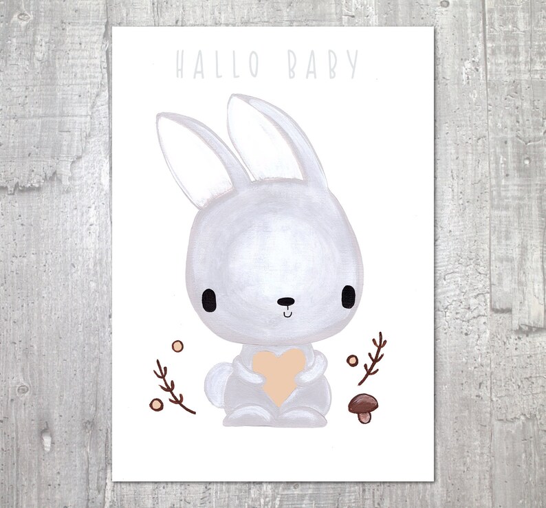 Grußkarte zur Geburt Hase Grußkarte Baby hallo baby Etsy
