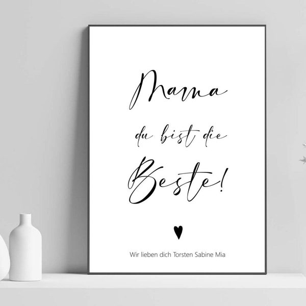 Mama du bist die Beste, Spruch, Poter, Bild, Kunstdruck, Print, Sprüche Wohndeko