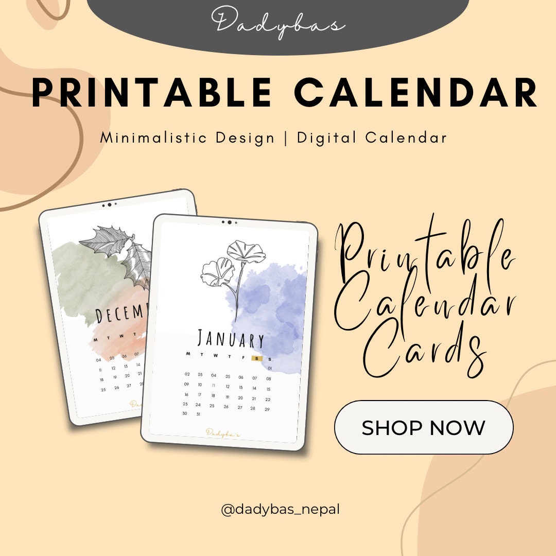 Printable Digital Aesthetic Calendar - Etsy